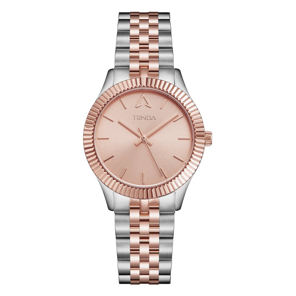 Trnda Women's Stainless Steel Watch, Silver & Rose Gold Dial | Trnda32mm