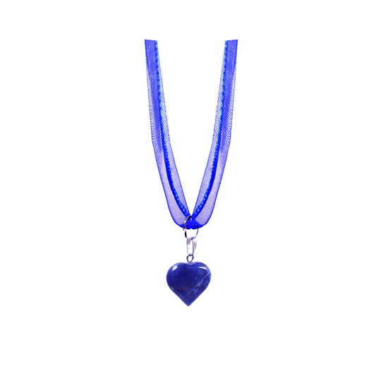 Adjustable Sodalite blue organza necklace