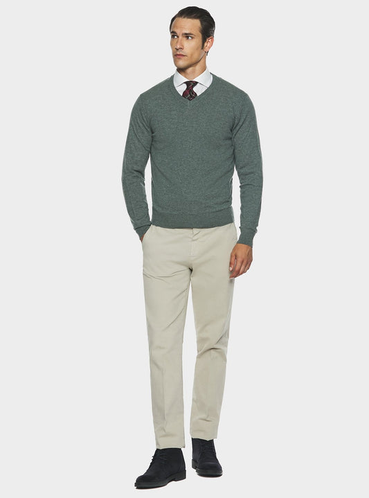 Maglia scollo a V in lana e cashmere