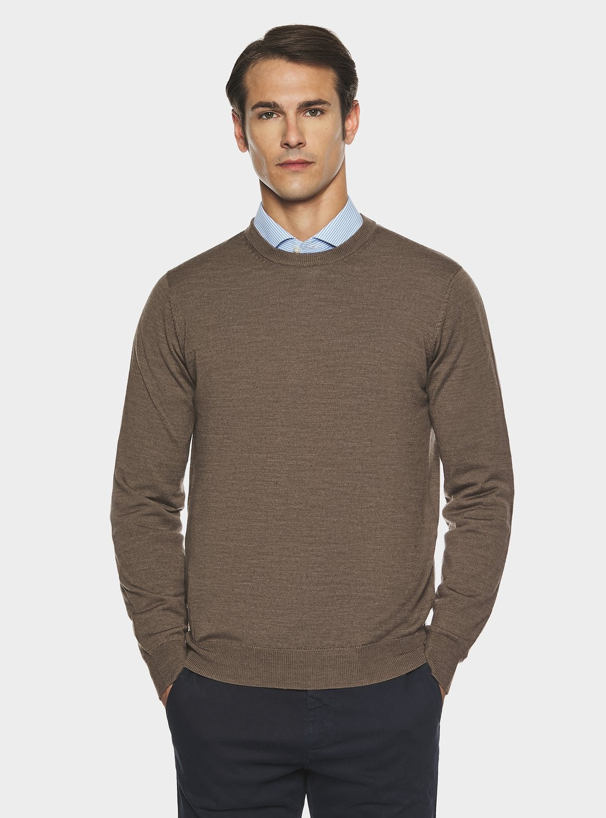 Maglia girocollo in pura lana merino