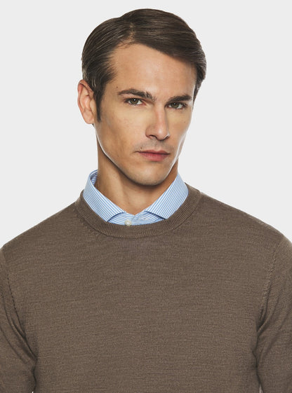 Maglia girocollo in pura lana merino