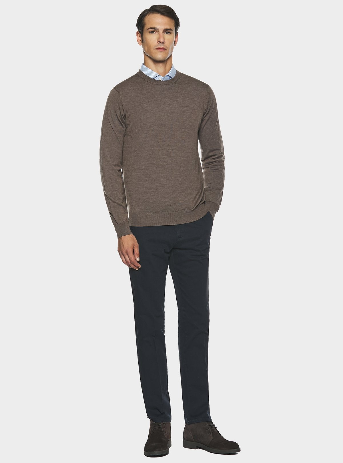 Maglia girocollo in pura lana merino