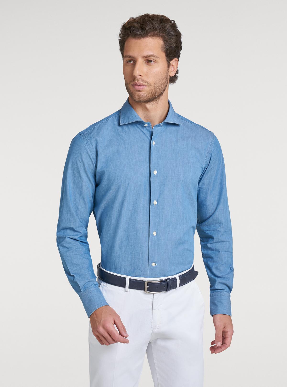 Camicia collo francese denim