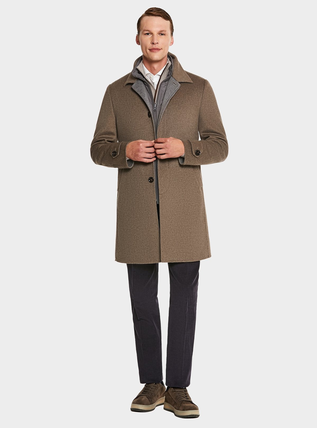 Cappotto con gilet in misto lana e cashmere