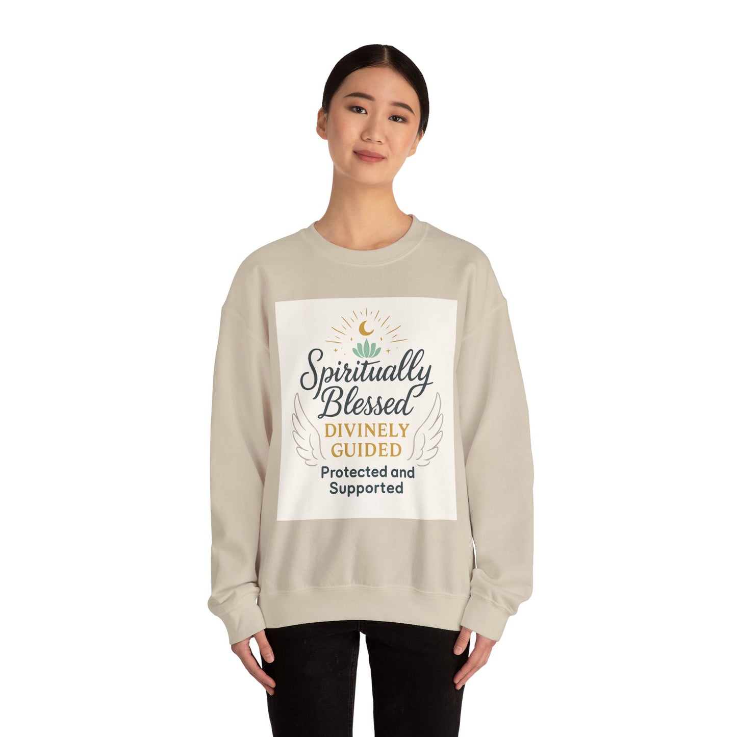 Spiritually Blessed Crewneck Sweatshirt — "Spiritually Blessed, Divinely Guided" Inspirational Pullover