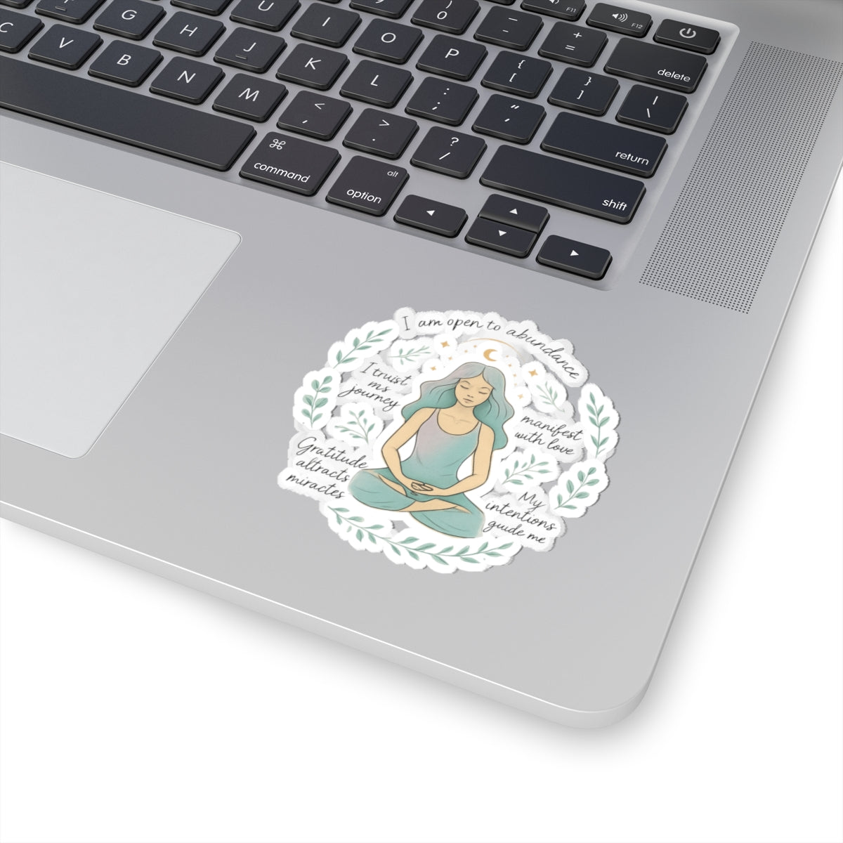 Meditation Affirmation Sticker — 'I Am Open to Abundance' Inspirational Kiss-Cut Sticker
