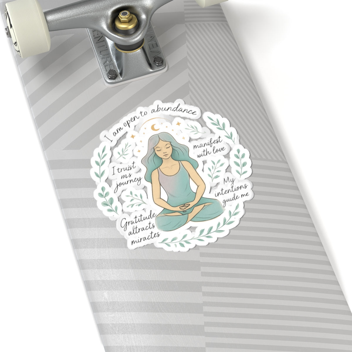 Meditation Affirmation Sticker — 'I Am Open to Abundance' Inspirational Kiss-Cut Sticker