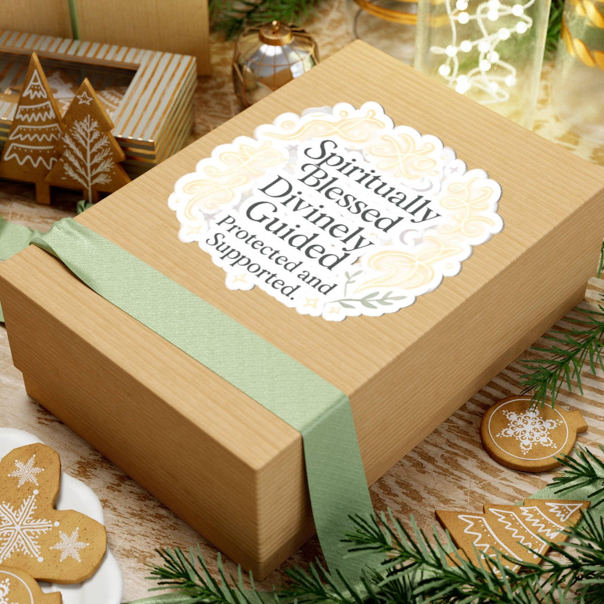 Spiritually Blessed Divinely Guided Sticker — Inspirational Kiss-Cut Vinyl