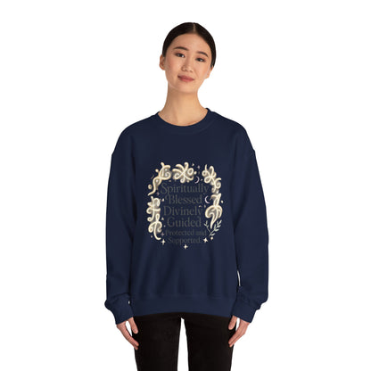 Spiritionally Blessed Crewneck Sweatshirt — "Spiritually Blessed, Divinely Guided" Inspirational Pullover