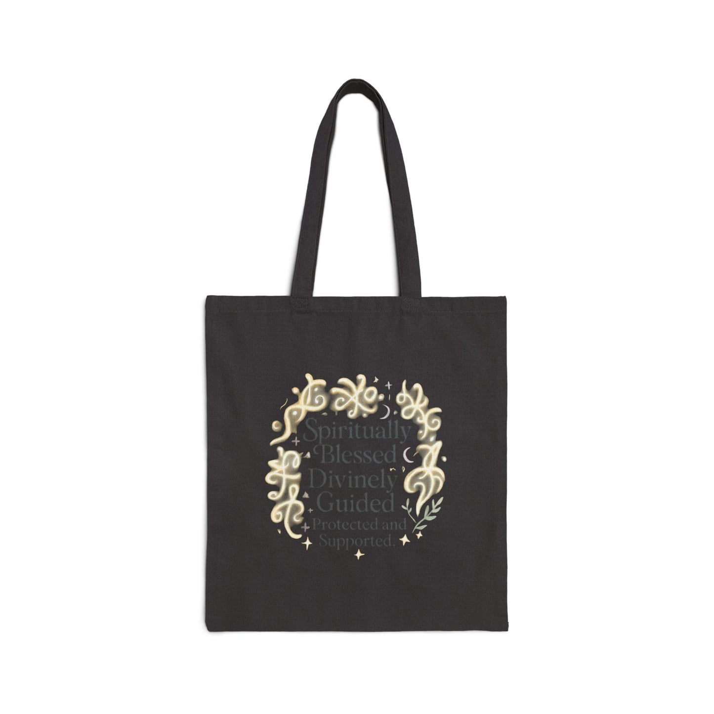 Spiritually Blessed Cotton Tote Bag — "Spiritually Blessed, Divinely Guided" Inspirational Canvas Tote