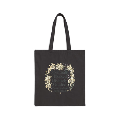 Spiritually Blessed Cotton Tote Bag — "Spiritually Blessed, Divinely Guided" Inspirational Canvas Tote