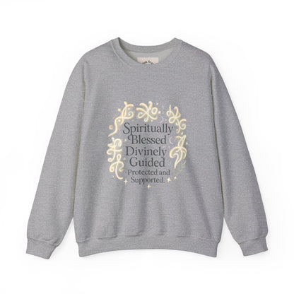 Spiritionally Blessed Crewneck Sweatshirt — "Spiritually Blessed, Divinely Guided" Inspirational Pullover