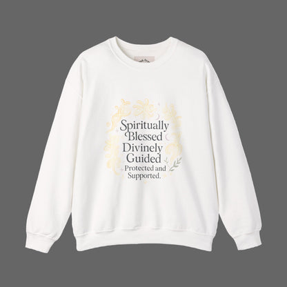 Spiritionally Blessed Crewneck Sweatshirt — "Spiritually Blessed, Divinely Guided" Inspirational Pullover