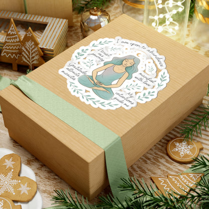 Meditation Affirmation Sticker — 'I Am Open to Abundance' Inspirational Kiss-Cut Sticker