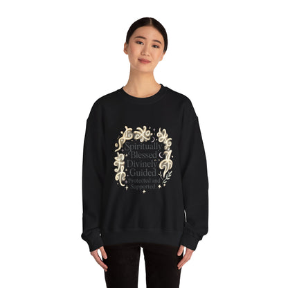 Spiritionally Blessed Crewneck Sweatshirt — "Spiritually Blessed, Divinely Guided" Inspirational Pullover