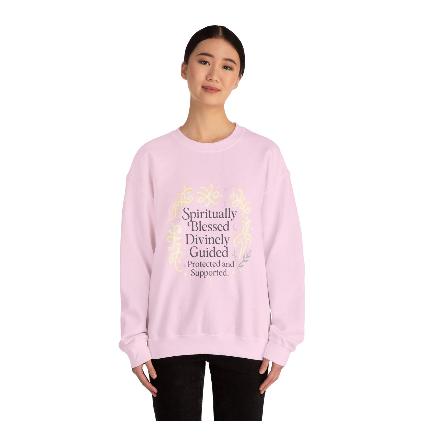 Spiritionally Blessed Crewneck Sweatshirt — "Spiritually Blessed, Divinely Guided" Inspirational Pullover