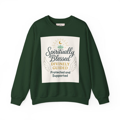 Spiritually Blessed Crewneck Sweatshirt — "Spiritually Blessed, Divinely Guided" Inspirational Pullover