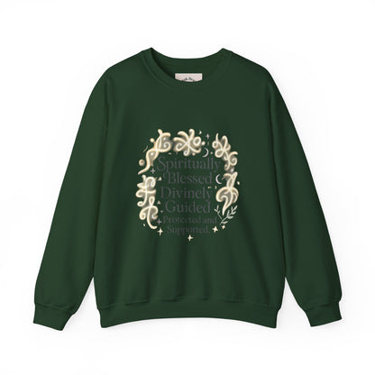 Spiritionally Blessed Crewneck Sweatshirt — "Spiritually Blessed, Divinely Guided" Inspirational Pullover