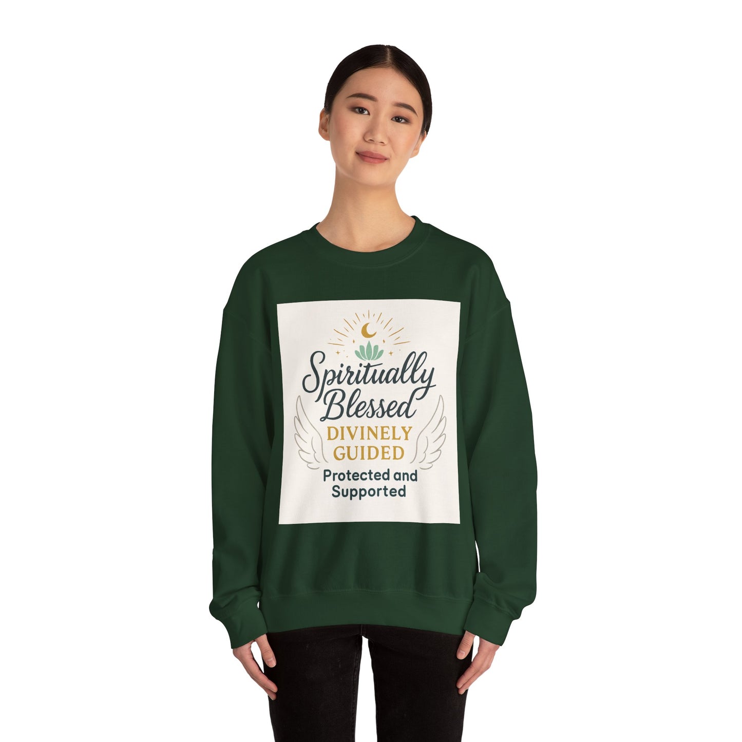 Spiritually Blessed Crewneck Sweatshirt — "Spiritually Blessed, Divinely Guided" Inspirational Pullover