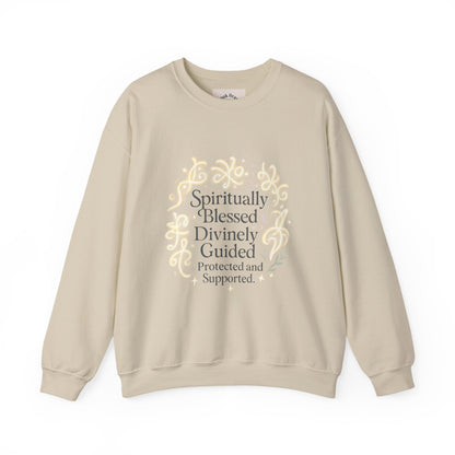 Spiritionally Blessed Crewneck Sweatshirt — "Spiritually Blessed, Divinely Guided" Inspirational Pullover