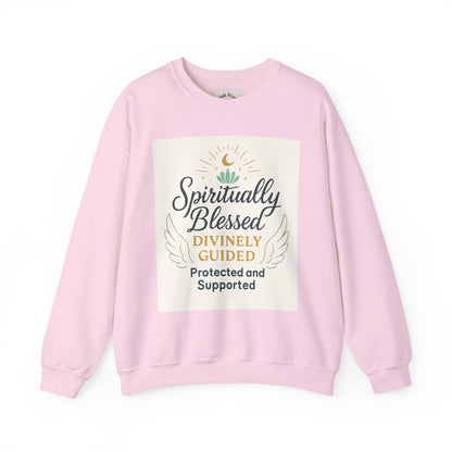 Spiritually Blessed Crewneck Sweatshirt — "Spiritually Blessed, Divinely Guided" Inspirational Pullover