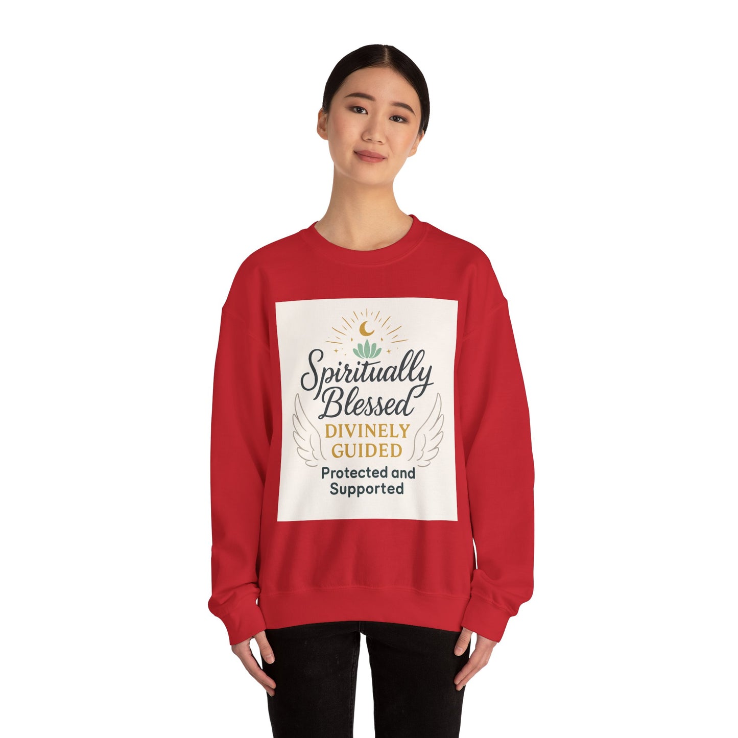 Spiritually Blessed Crewneck Sweatshirt — "Spiritually Blessed, Divinely Guided" Inspirational Pullover