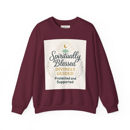 Spiritually Blessed Crewneck Sweatshirt — "Spiritually Blessed, Divinely Guided" Inspirational Pullover
