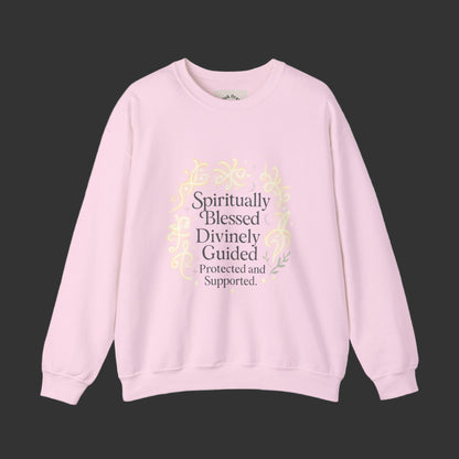 Spiritionally Blessed Crewneck Sweatshirt — "Spiritually Blessed, Divinely Guided" Inspirational Pullover