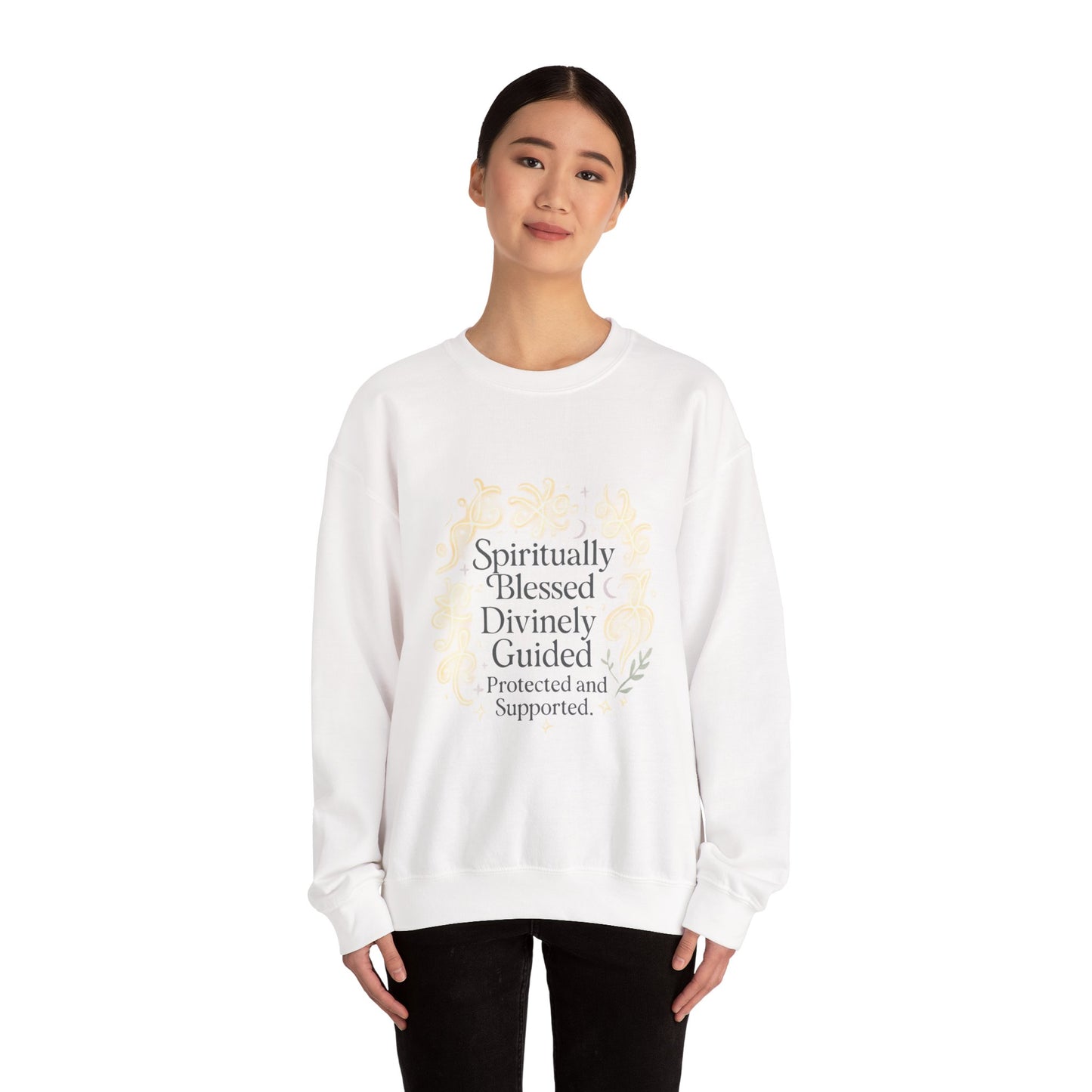 Spiritionally Blessed Crewneck Sweatshirt — "Spiritually Blessed, Divinely Guided" Inspirational Pullover