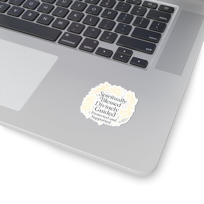 Spiritually Blessed Divinely Guided Sticker — Inspirational Kiss-Cut Vinyl