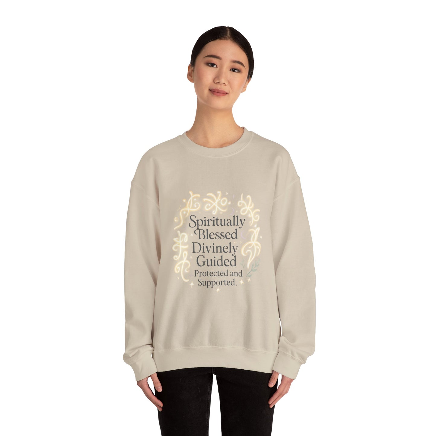 Spiritionally Blessed Crewneck Sweatshirt — "Spiritually Blessed, Divinely Guided" Inspirational Pullover
