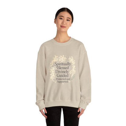 Spiritionally Blessed Crewneck Sweatshirt — "Spiritually Blessed, Divinely Guided" Inspirational Pullover
