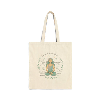 Yoga Meditation Tote Bag — 'I Am Peace' Mindfulness Canvas Tote