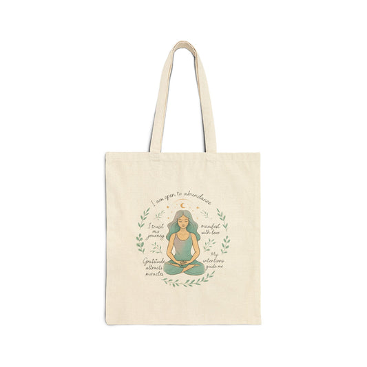 Yoga Meditation Tote Bag — 'I Am Peace' Mindfulness Canvas Tote