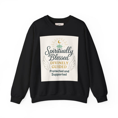 Spiritually Blessed Crewneck Sweatshirt — "Spiritually Blessed, Divinely Guided" Inspirational Pullover
