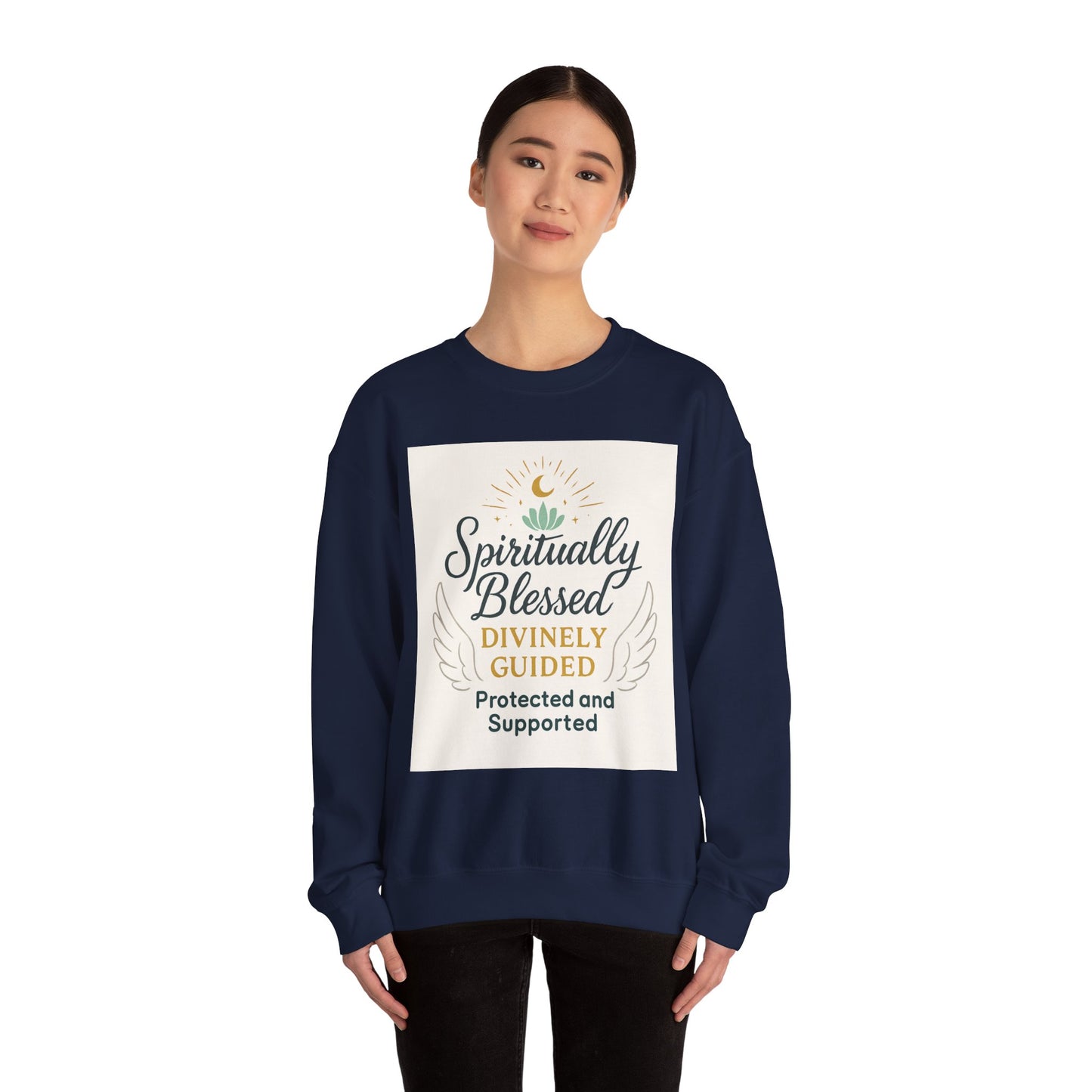 Spiritually Blessed Crewneck Sweatshirt — "Spiritually Blessed, Divinely Guided" Inspirational Pullover