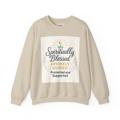 Spiritually Blessed Crewneck Sweatshirt — "Spiritually Blessed, Divinely Guided" Inspirational Pullover