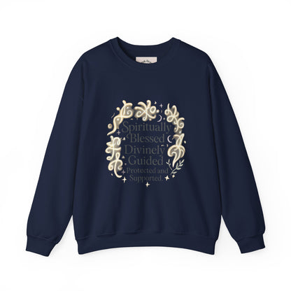 Spiritionally Blessed Crewneck Sweatshirt — "Spiritually Blessed, Divinely Guided" Inspirational Pullover