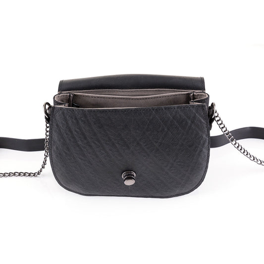 Becca Classic Black Vegan Saddle Bag