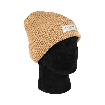 RB5003Z | CERVINO Mixed Wool Knit Cap Made in Italy. Camel Color - One Size