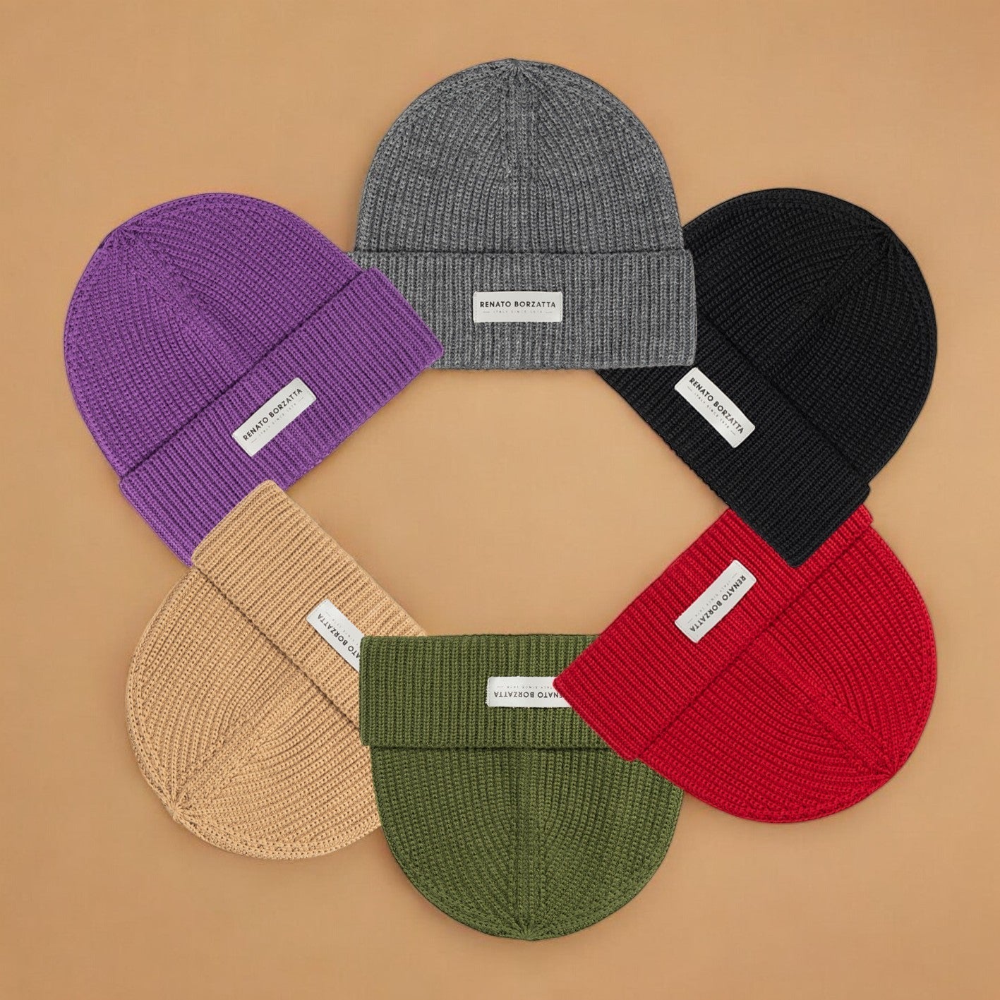 RB5003Z | CERVINO Mixed Wool Knit Cap Made in Italy. Camel Color - One Size