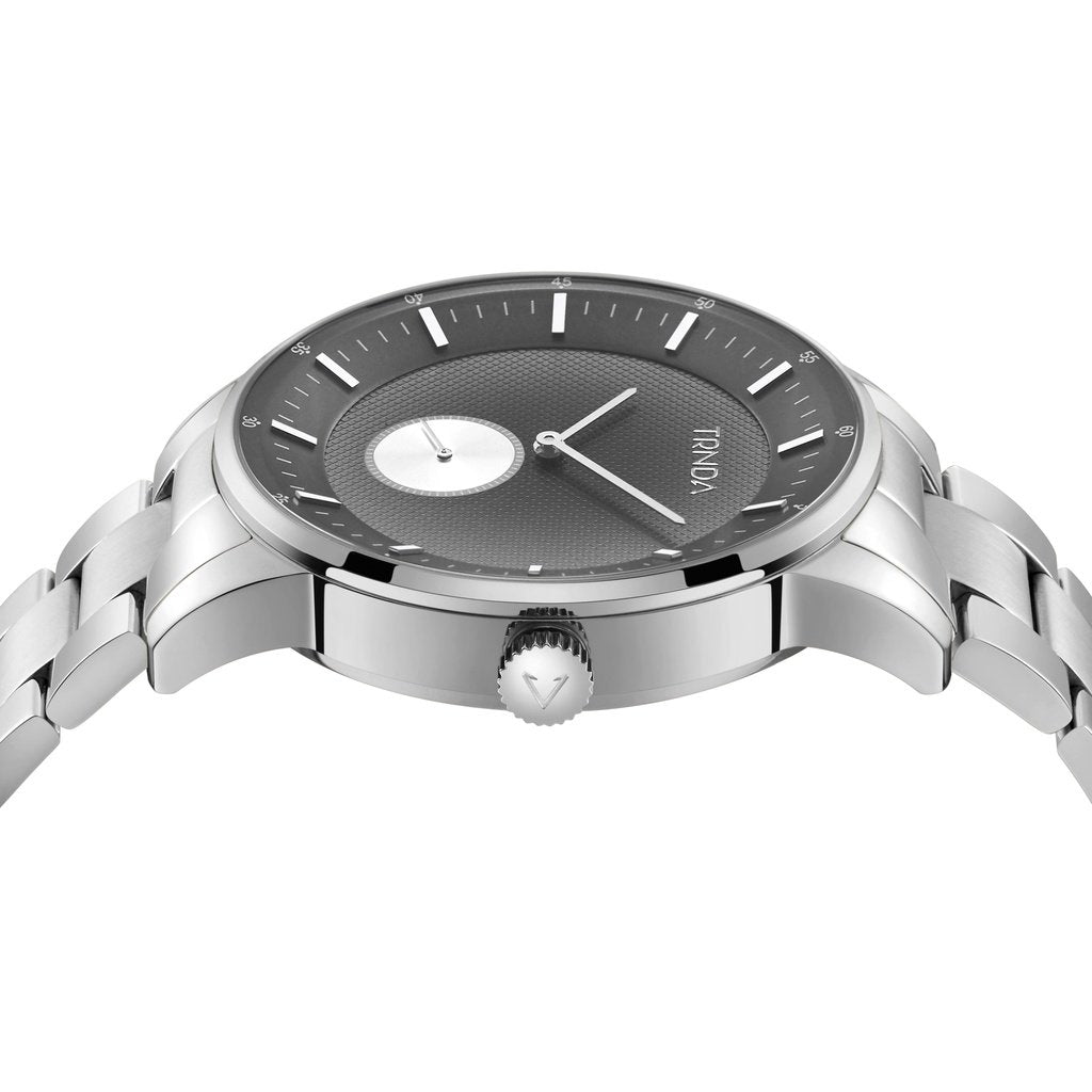 Trnda Men's Stainless Steel Watch, Gradient Light Gray Dial | Trn-4325