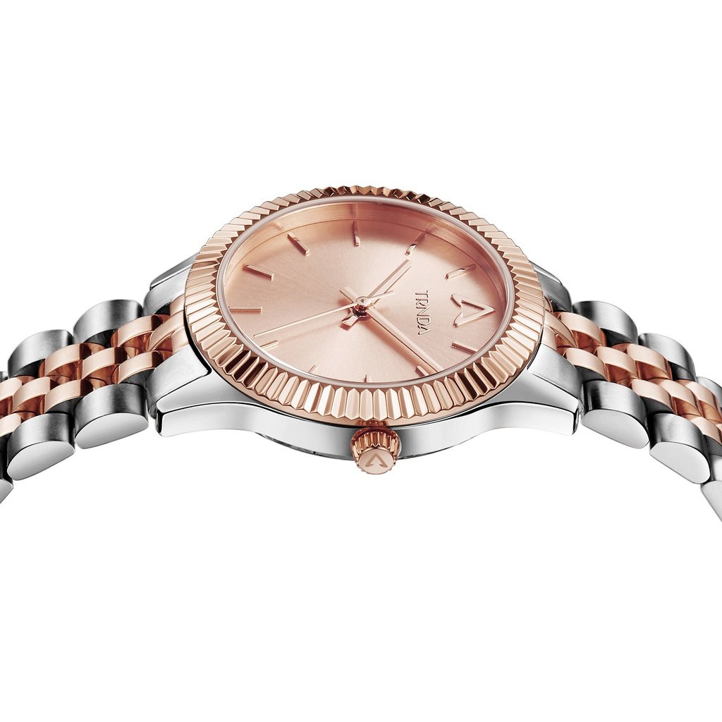 Trnda Women's Stainless Steel Watch, Silver & Rose Gold Dial | Trnda32mm