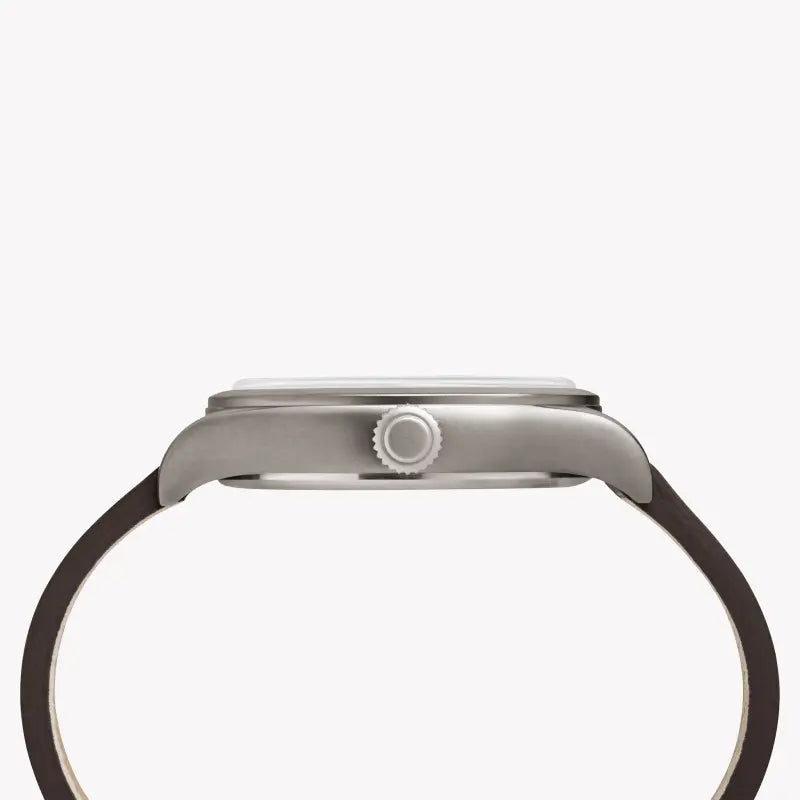 Timex Men's Brown Leather Watch, Off White Dial | Tw2r38600