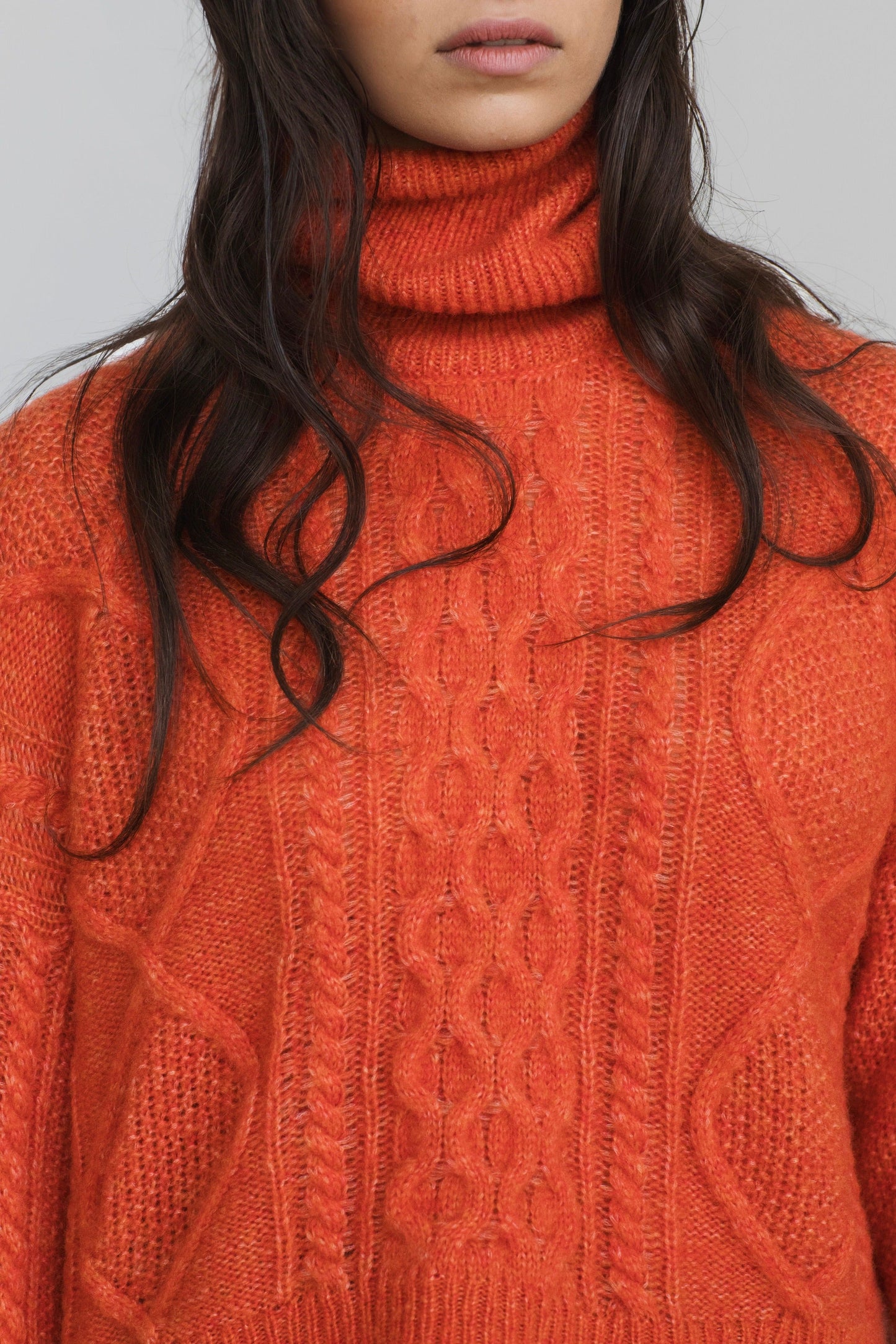 Maglione con treccia in Lana Merinos - Saffira