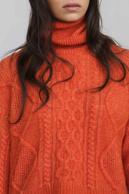 Maglione con treccia in Lana Merinos - Saffira