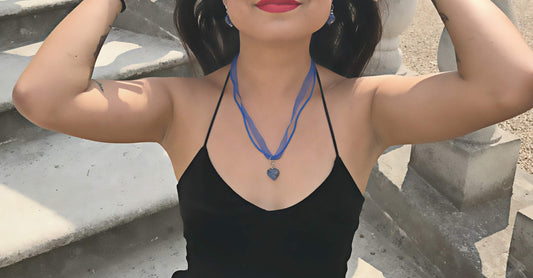 Adjustable Sodalite blue organza necklace